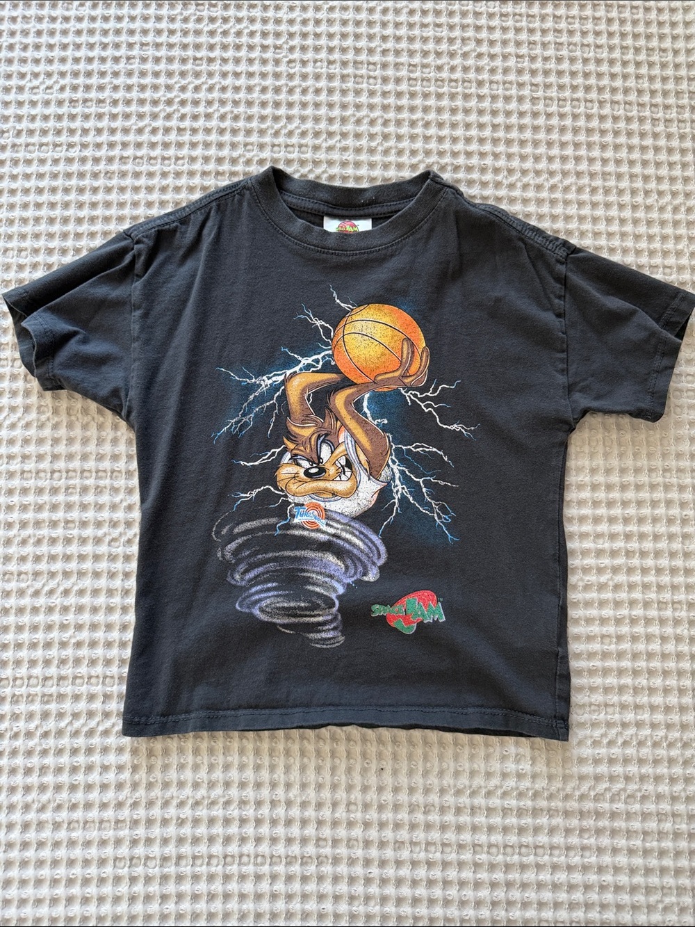 Cotton On Black Kids Tee with Cartoon Basketball Graphic